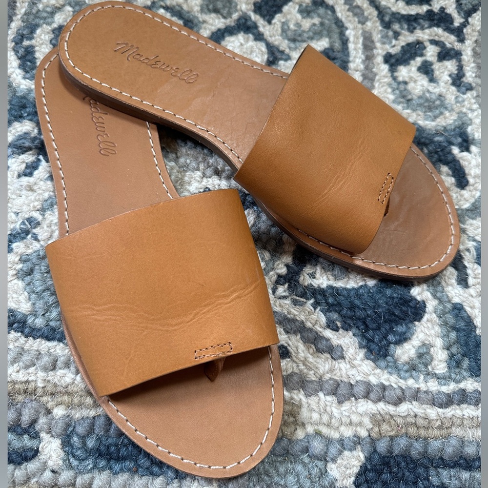 Madewell Women's The Boardwalk Pist Slide Sandals, Desert Camel, Size 8